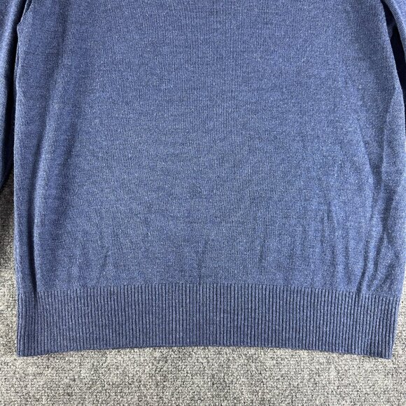 Banana Republic Sweater Mens Large Blue Extra Fine Merino Wool V Neck Rib Cuffs - Picture 2 of 8